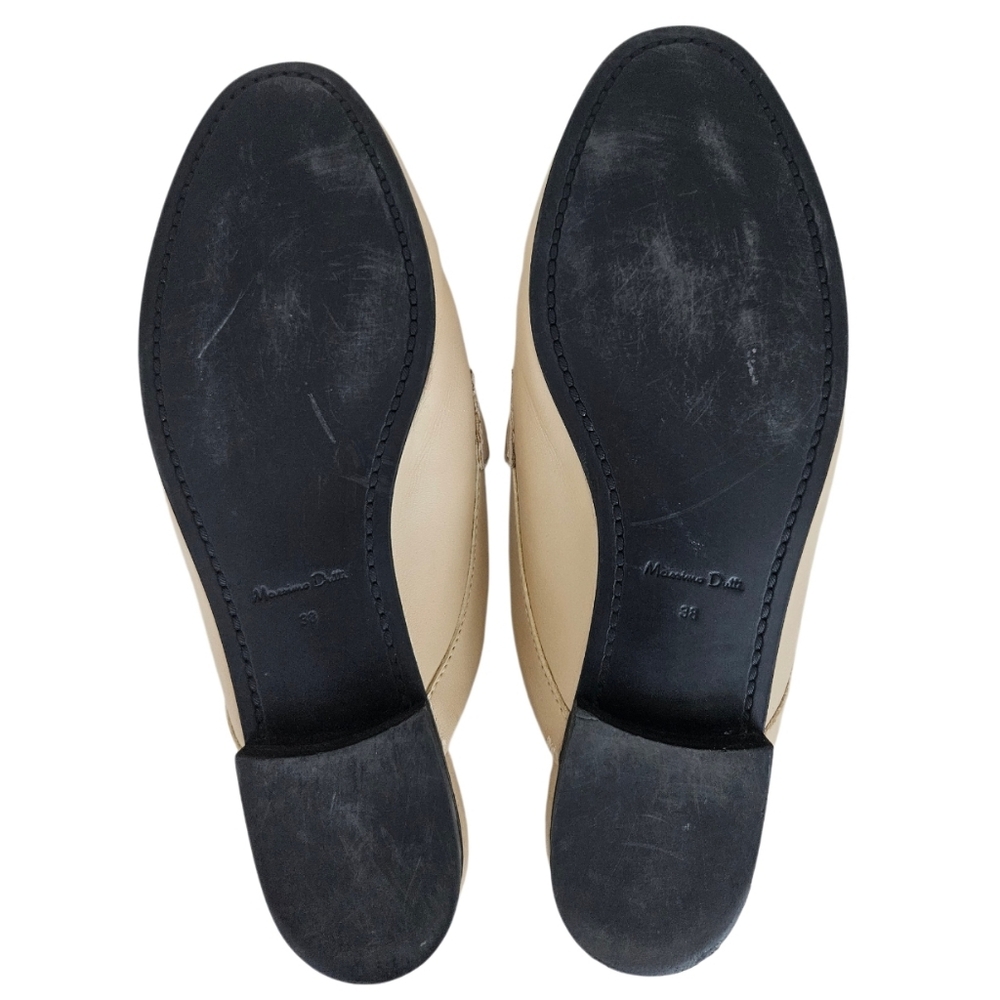 Massimo Dutti Beige Leather Horsebit Backless Loafers - Picture 8 of 10
